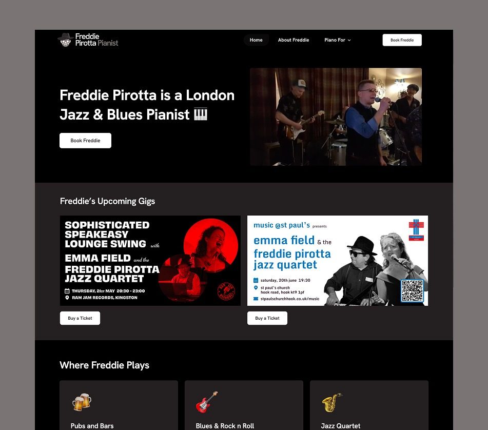 Freddie Pirotta Pianist website homepage