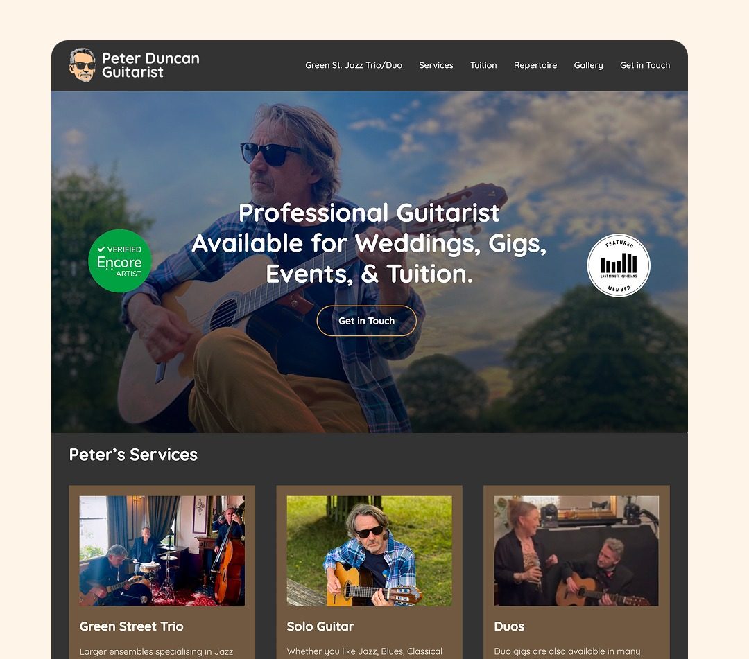 Peter Duncan Music website homepage