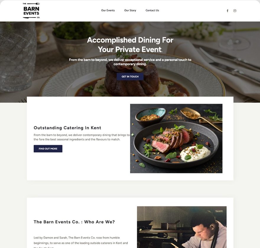 Barn Events Company website homepage