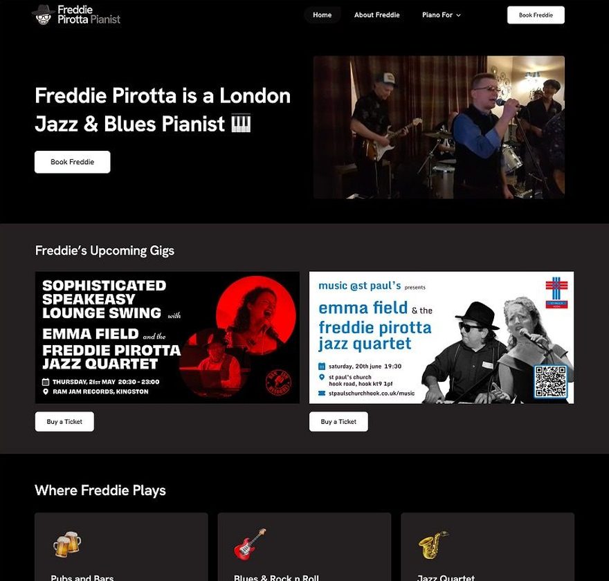 Freddie Pirotta Pianist website homepage
